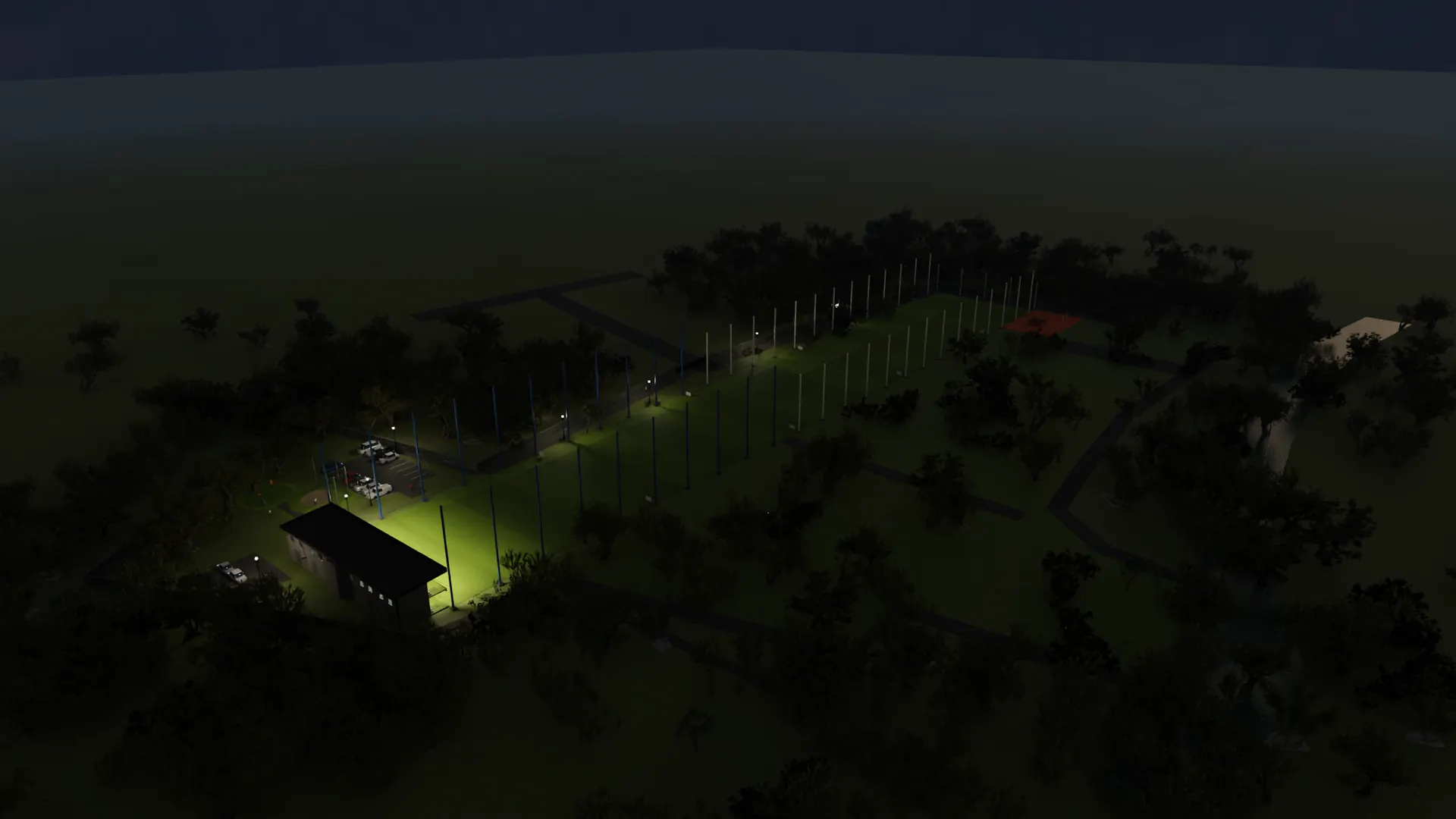 The night aerial, blurred behind the sign-up form